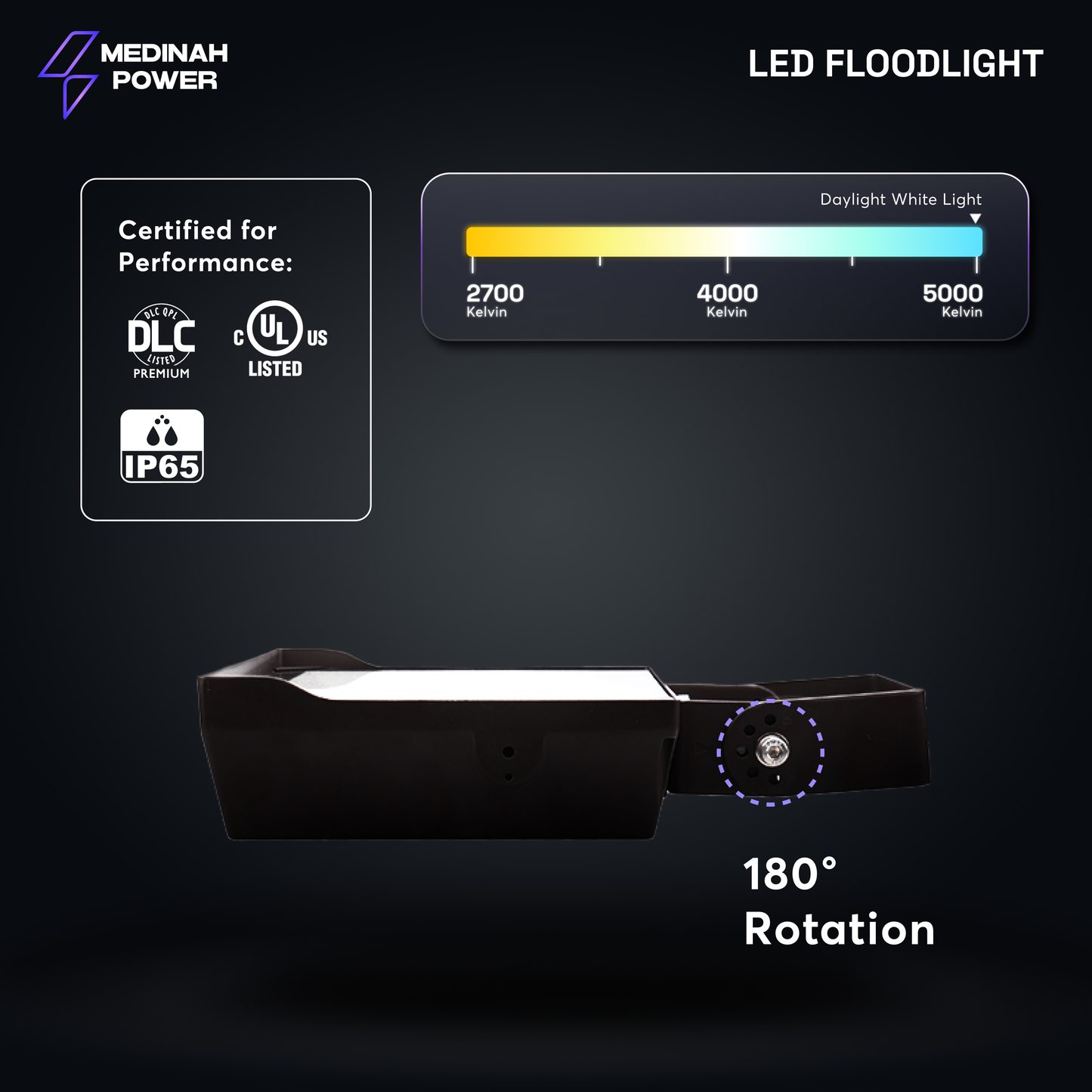 FLLS-150W-50K-DV2-PC-CL-BZFM: 150W | 5000K | 120-277V | Bronze | U-Bracket