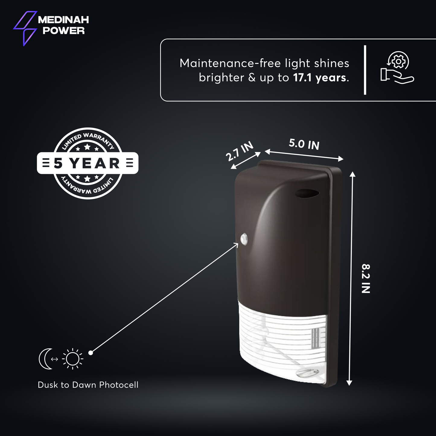 MWP-30W-40K-DV2-PC-CL-BZ: 30W | 4000K | 120-277V | Bronze