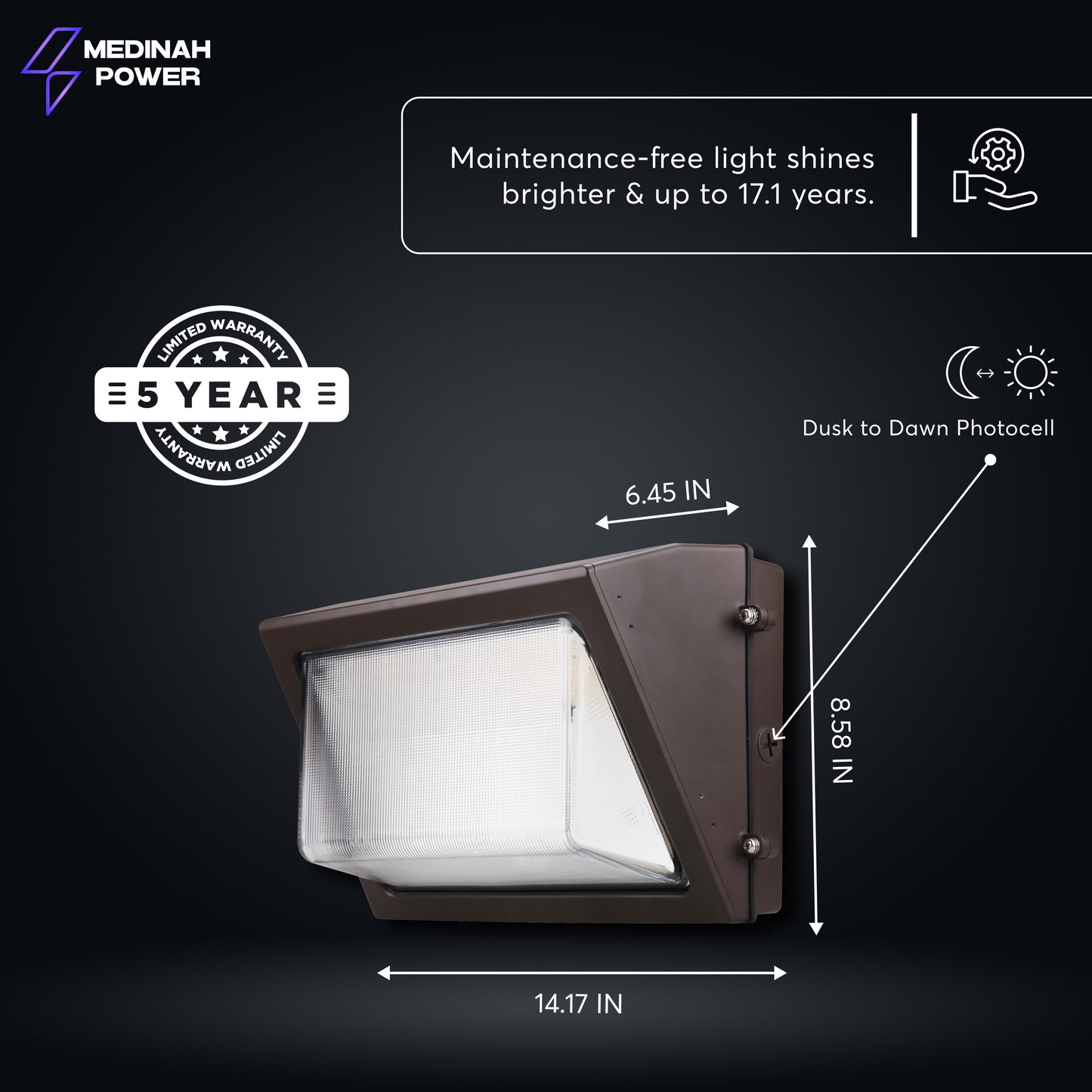 WPLL-40T80W-3CCT-DV2-PC-CL-BZ: 40/60/80W | 3 CCT Select | 120-277V | Bronze