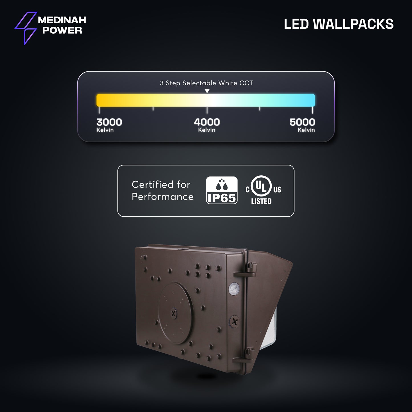 WPLL-40T80W-3CCT-DV2-PC-CL-BZ: 40/60/80W | 3 CCT Select | 120-277V | Bronze