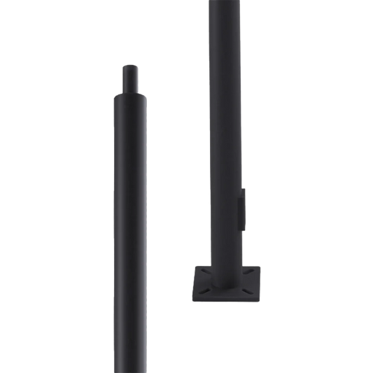 Round steel pole, 4", 20' High, 10 Gauge, Black, with Tenon Top (RSS-4-10-20-BLK-GLV-T2)